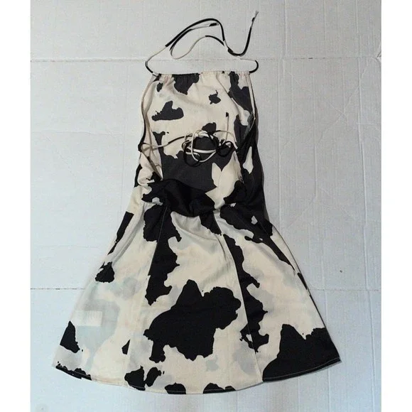 Urban Outfitters Cow print silky Halter Dress SM - Picture 11 of 12